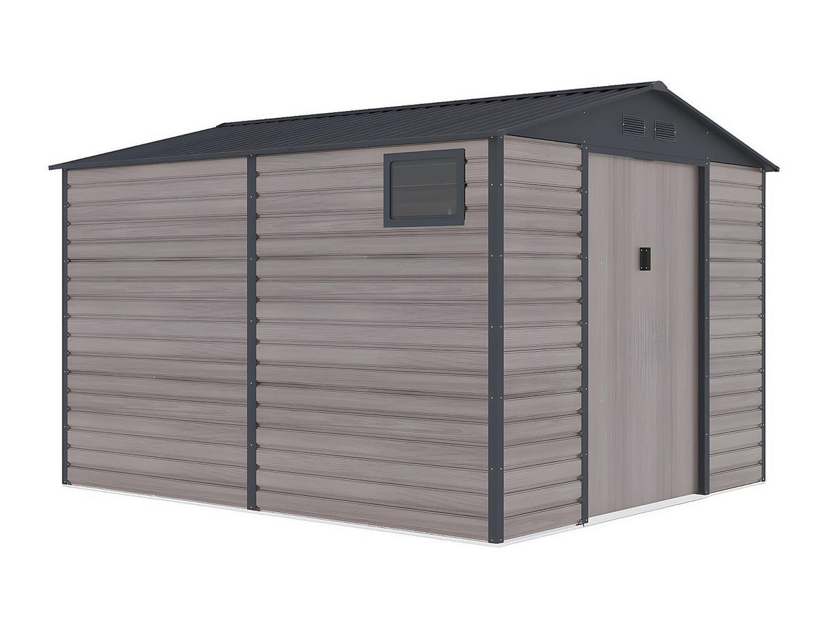 SCHREBERGARTENHAUS - 267 cm x 309 cm - metall - anthrazitgrau, naturfarben dunkel Adelmo - Grau, Metall (267/221/309cm) - Vente-Unique