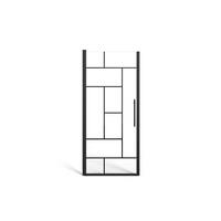 DUSCHTÜR Pendel - Metall matt Schwarz - Industrie-Style - Glas antikalk - 80 x 195 cm - FIORENI - Schwarz, Metall (80/195cm) - Vente-Unique