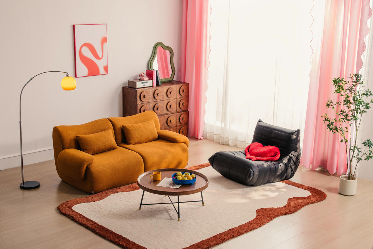 2-SITZER-SOFA Bouclé-Stoff Cremebeige - Hellbraun, Textil (194/73/95cm) - MILYsofa