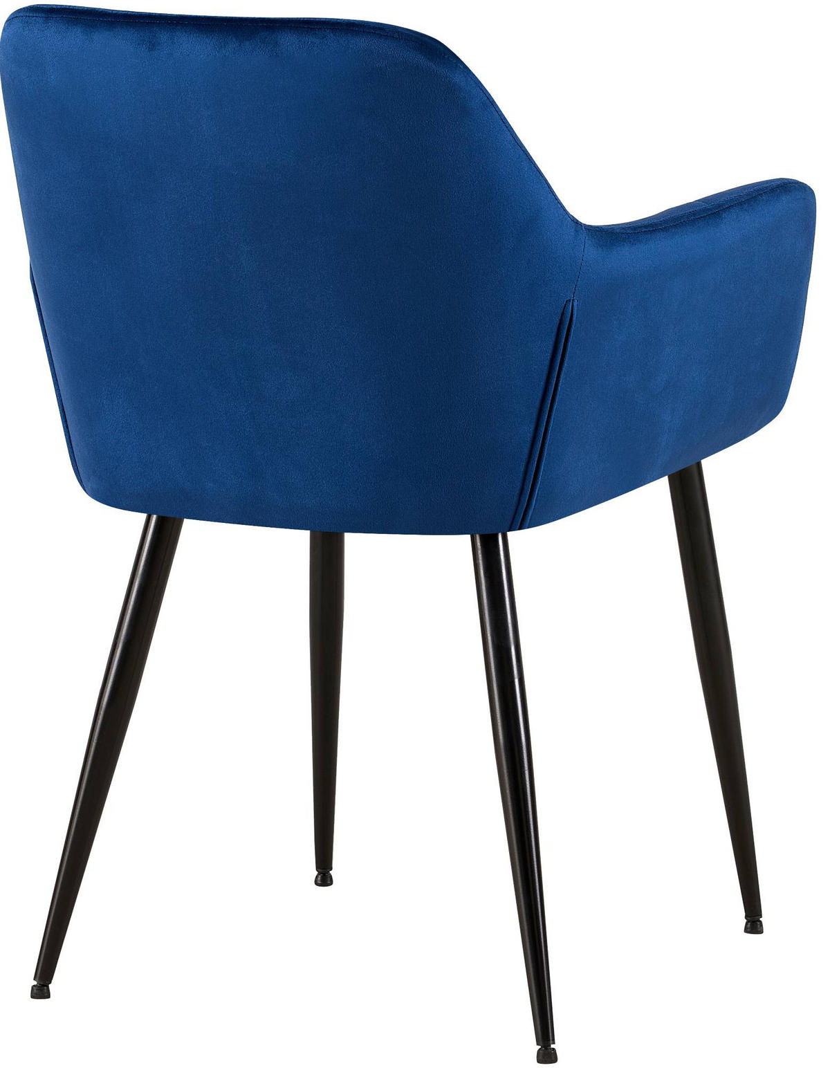 ARMLEHNENSTUHL 4er Set Samt Blau - Blau/Schwarz, Textil/Metall (56.5/84/61cm) - CLP