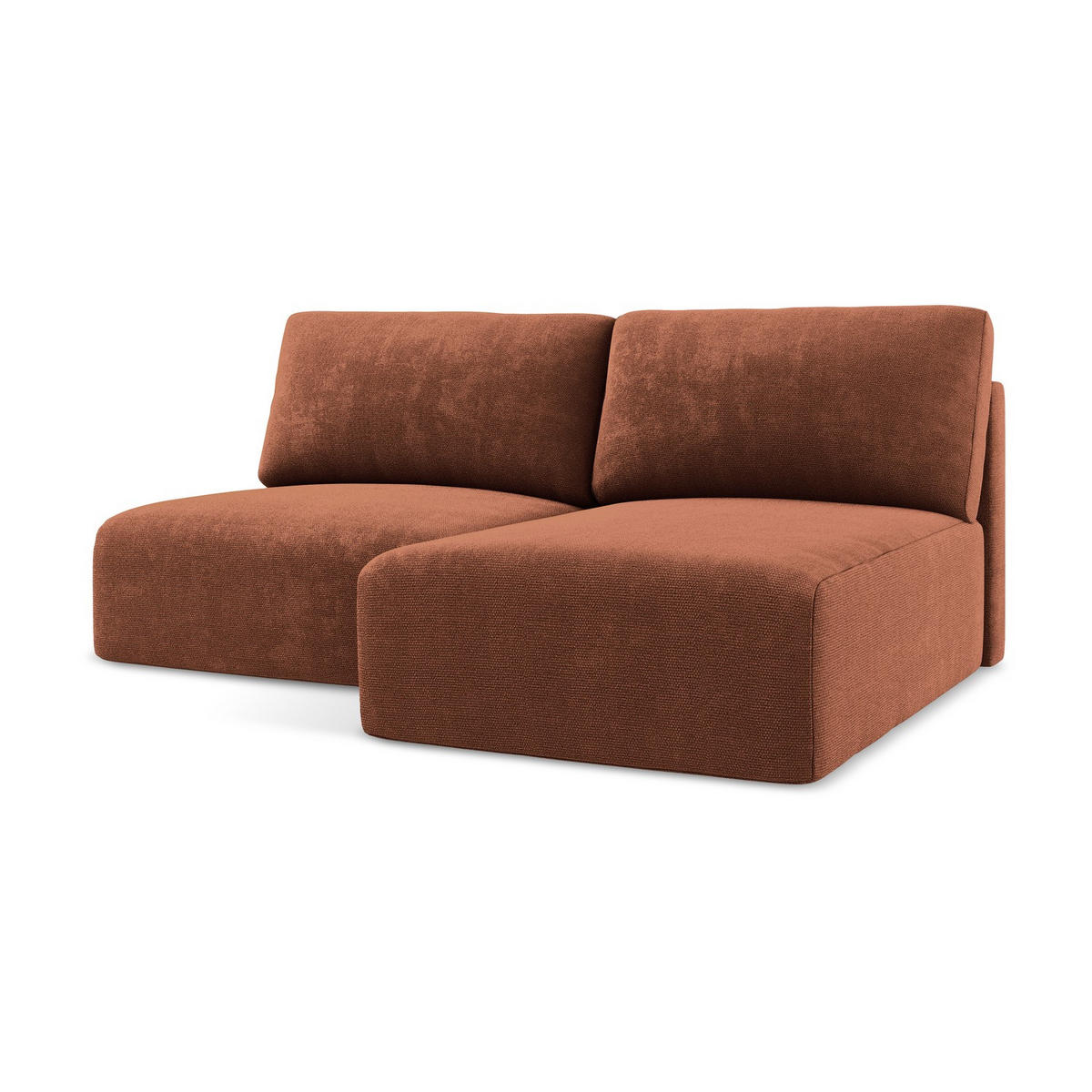 ECKSOFA mit Schlaffunktion rechts Chenille Stoff Orange - Terracotta/Schwarz, Kunststoff/Textil (210/149cm) - Makamii