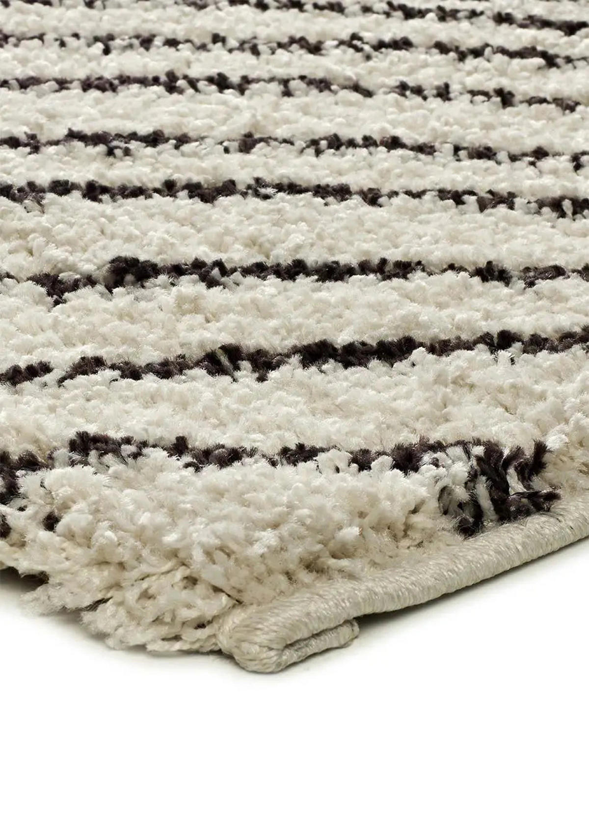 HOCHFLORTEPPICH Weiß / Schwarz Lush 120/180 cm - Schwarz/Weiß, Naturmaterialien/Textil (120/180cm) - Atticgo