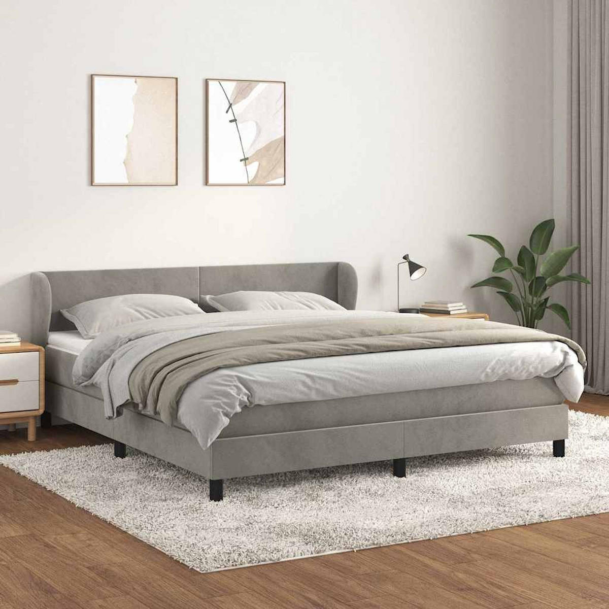 BOXSPRINGBETT 180/200 Cm Grau Samt - Hellgrau, Textil (183/203cm) - vidaXL
