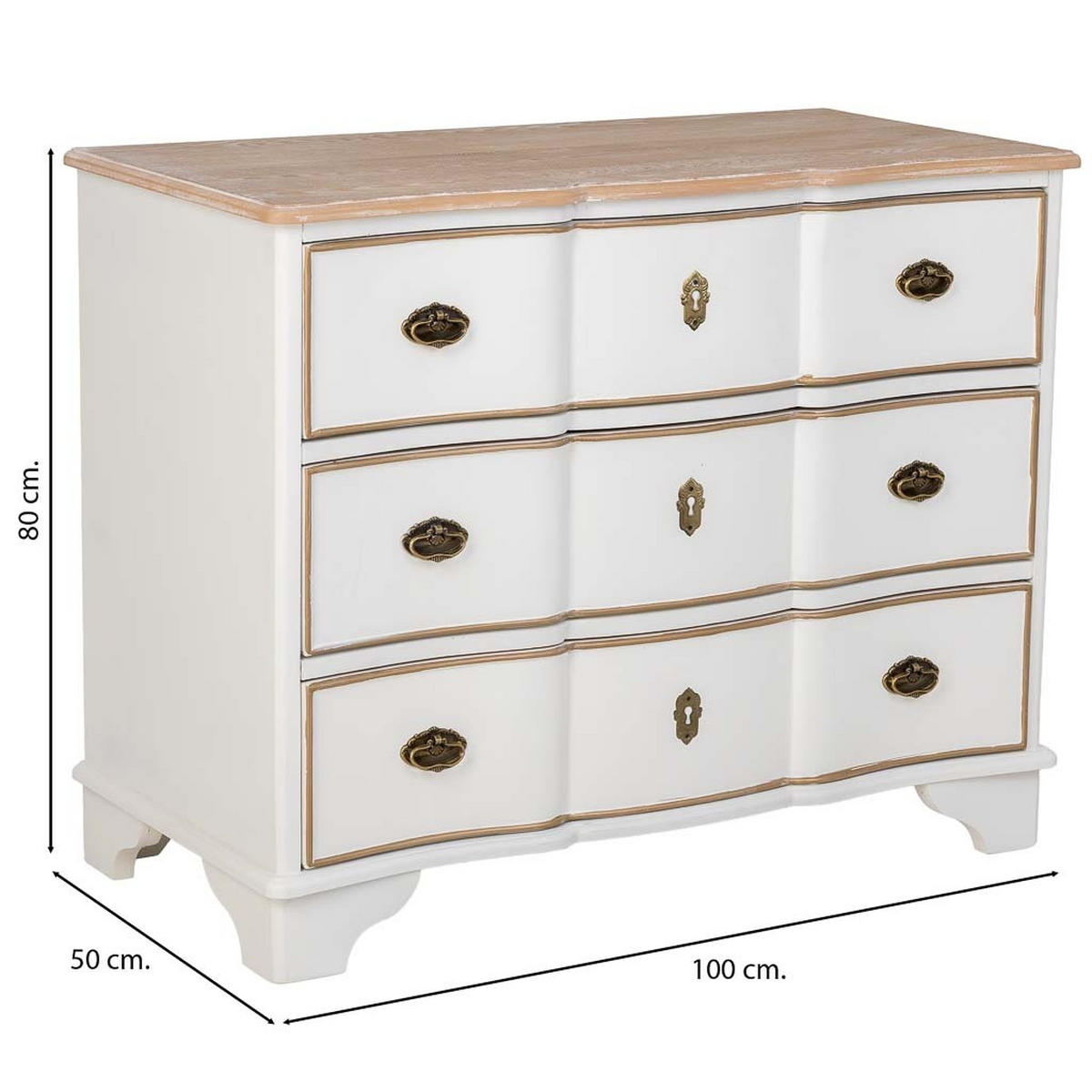 KOMMODE 100x50x80 cm - Weiß, Holz (100/80/50cm) - Wanderlust