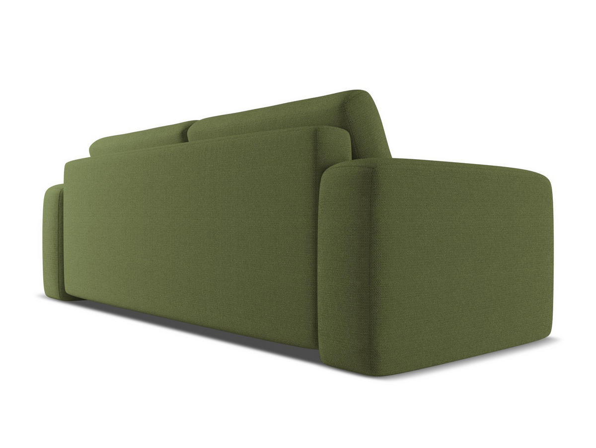 3-SITZER SOFA mit Schlaffunktion Chenille Stoff Grün - Dunkelgrün/Schwarz, Kunststoff/Textil (242/91/100cm) - Makamii