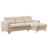 ECKSOFA mit Longchair - Beige/Braun, Holz/Textil (223/148cm) - home24