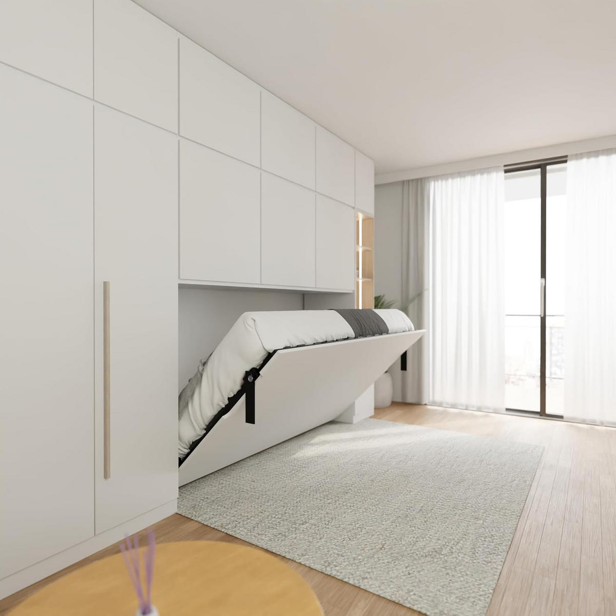 SCHRANKBETT Morphy Einbaubares 190x120 Horizontal - Weiß, Holz (190/120cm) - WallBedKing