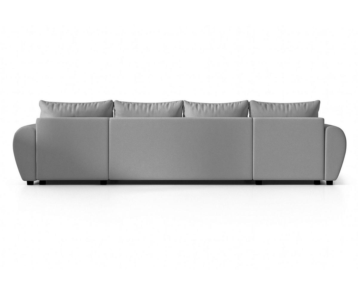 WOHNLANDSCHAFT Malatya U Form Hellgrau 311/145/82 cm mit Schlaffunktion - Hellgrau/Schwarz, Kunststoff/Textil (311/82/145cm) - AX Living