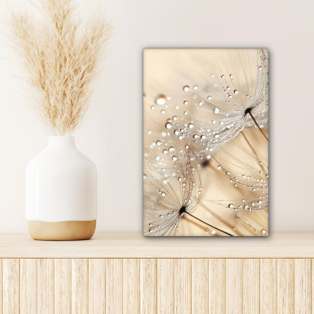 LEINWANDBILD Löwenzahn - Abstrakt - Natur - Beige Deko Wohnzimmer 20x30 cm - Braun, Textil (20/30cm) - MuchoWow