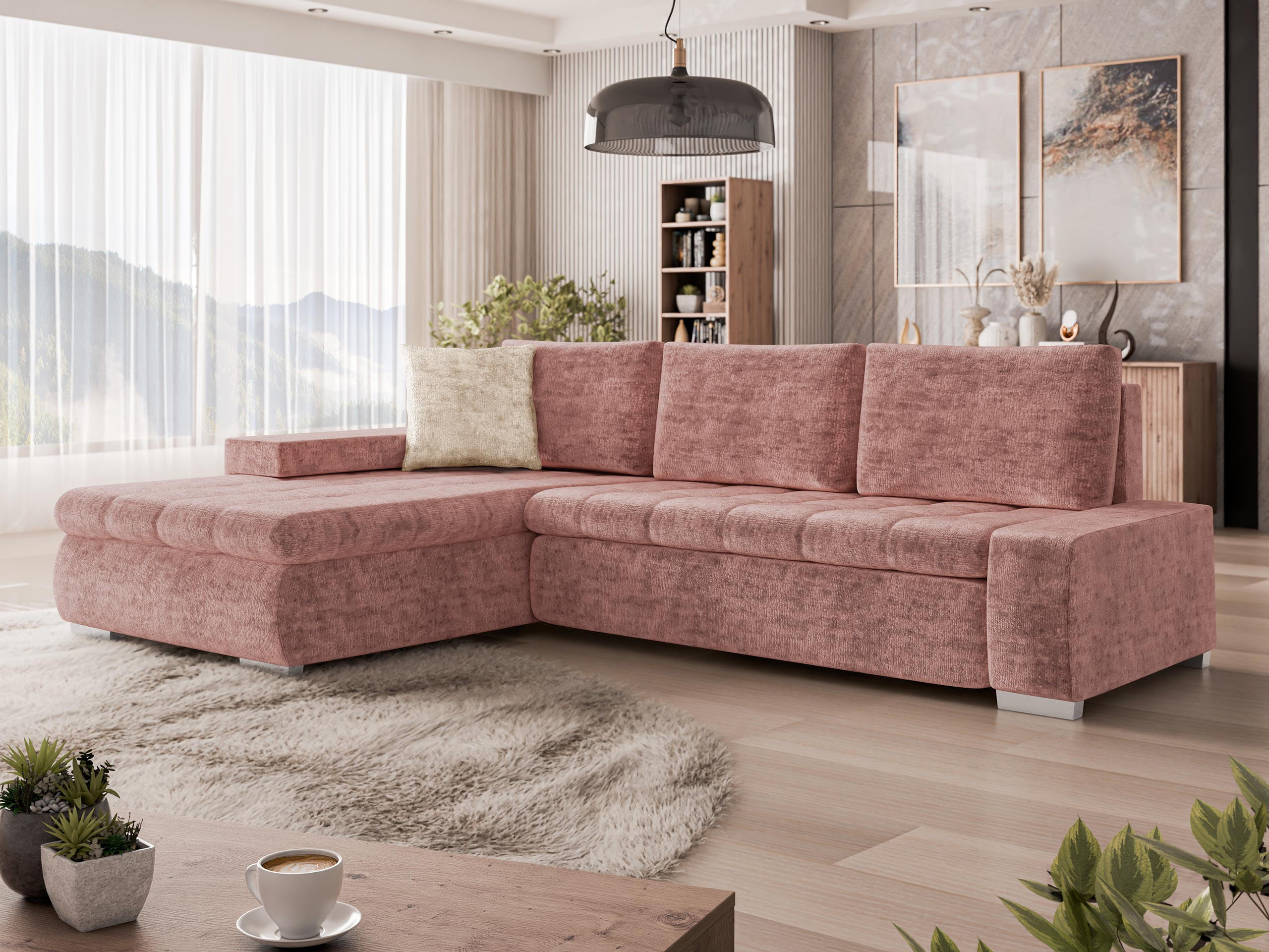 ECKSOFA Orkan Mini Premium - Rosa, Holz/Textil (265/185cm) - MIRJAN24