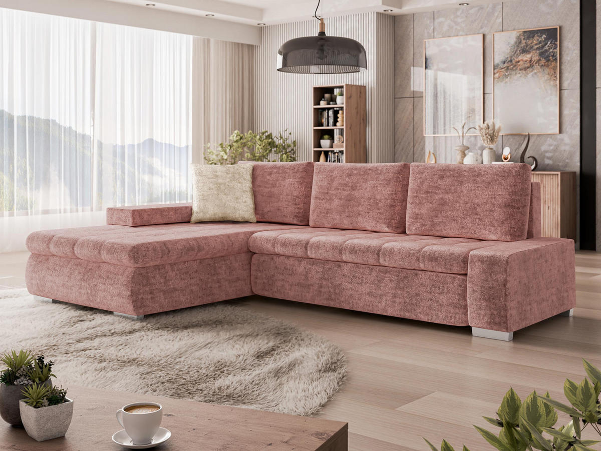 ECKSOFA Orkan Mini Premium - Rosa, Holz/Textil (265/185cm) - MIRJAN24