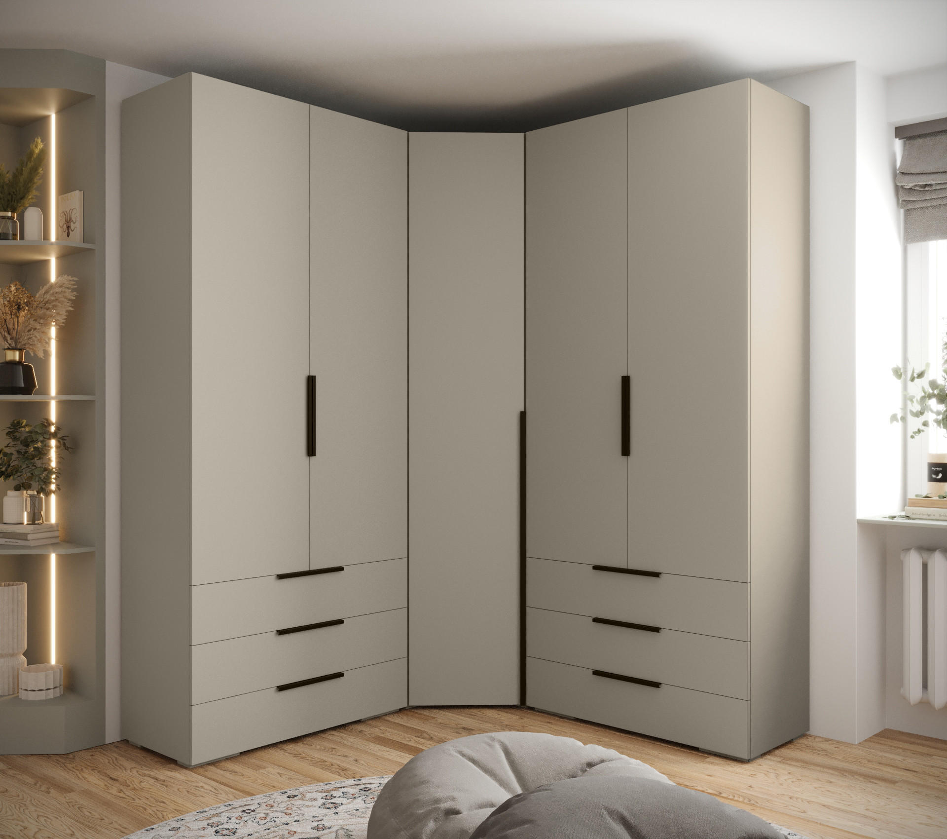 GARDEROBEN-SET 236,7/181,7/47 - Kaschmir/Schwarz, Holz/Kunststoff (181.7/236.7/47cm) - Abiks Möbel