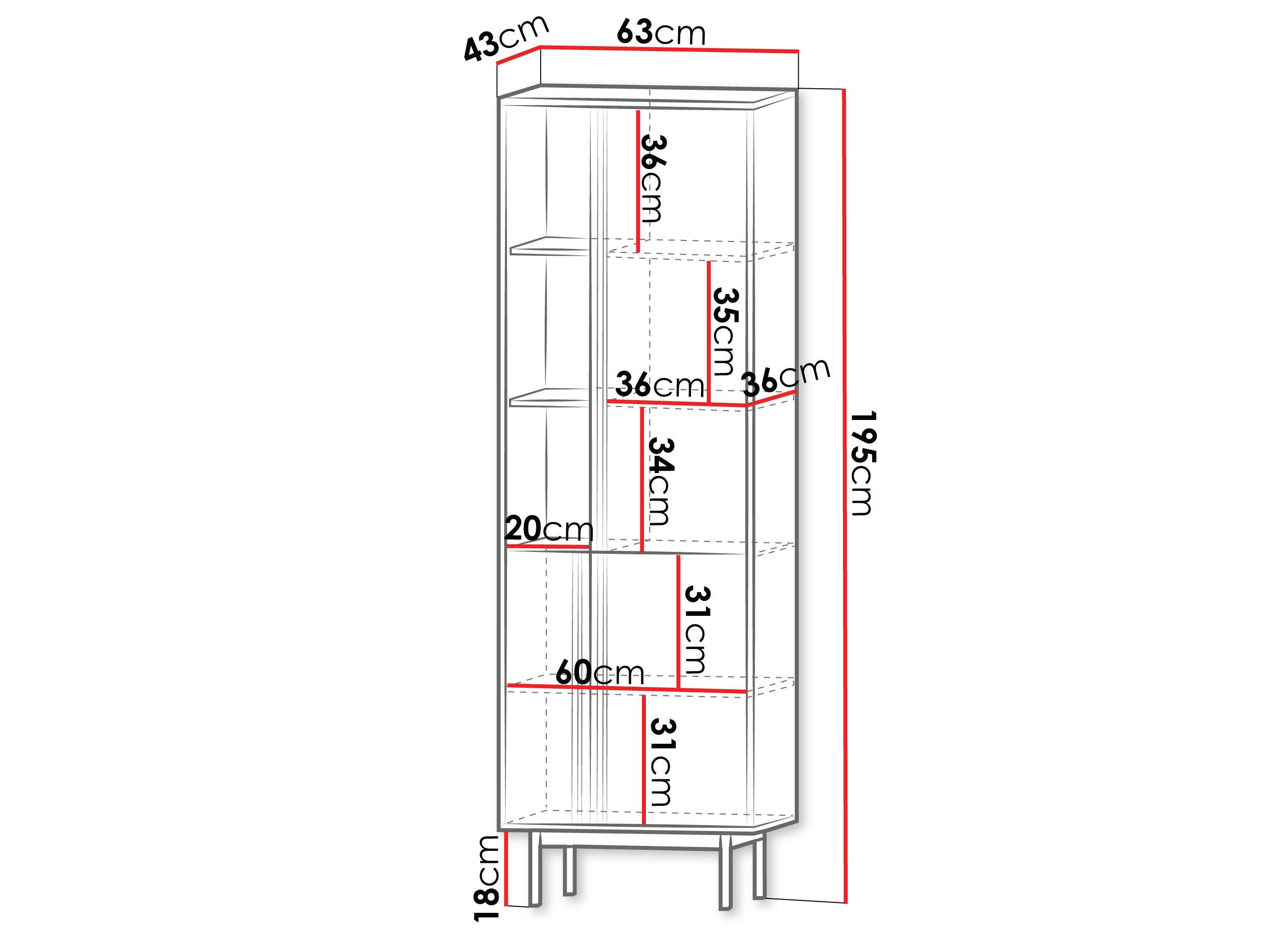 STANDREGAL Alsy 3D AL03 - Eichefarben/Anthrazit, Holzwerkstoff/Kunststoff (63/195/43cm) - MIRJAN24