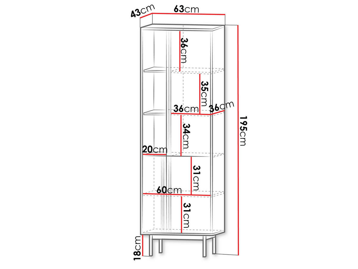 STANDREGAL Alsy 3D AL03 - Eichefarben/Anthrazit, Holzwerkstoff/Kunststoff (63/195/43cm) - MIRJAN24
