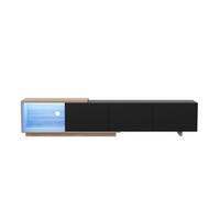 TV-SCHRANK AUSZIEHBAR SCHWARZ 180CM LED SOFT-CLOSE - Schwarz, Holzwerkstoff (38/44/240cm) - SHOPENTRA