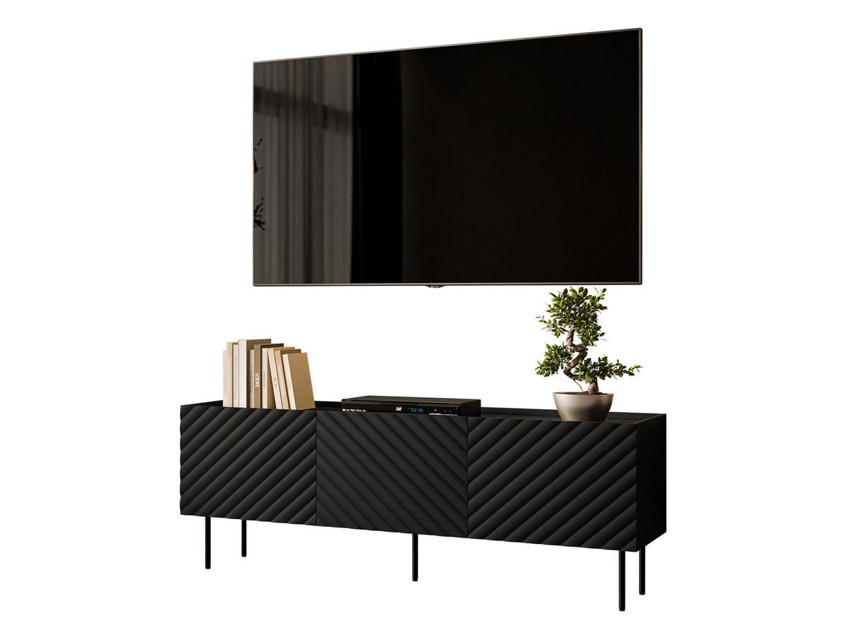TV-LOWBOARD Lucca 165 3D - Schwarz, Holz/Holzwerkstoff (166/59/40cm) - MIRJAN24