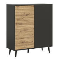 KOMMODE - Schwarz / Eiche Artisan Dekor - Eichefarben/Schwarz, Holzwerkstoff (104/112/42cm) - home24