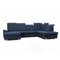 WOHNLANDSCHAFT ANON Ottomane Rechts, mit Schlaffunktion und Bettkasten, Dunkelblau - Dunkelblau, Kunststoff/Textil (322/87/220cm) - Idohome