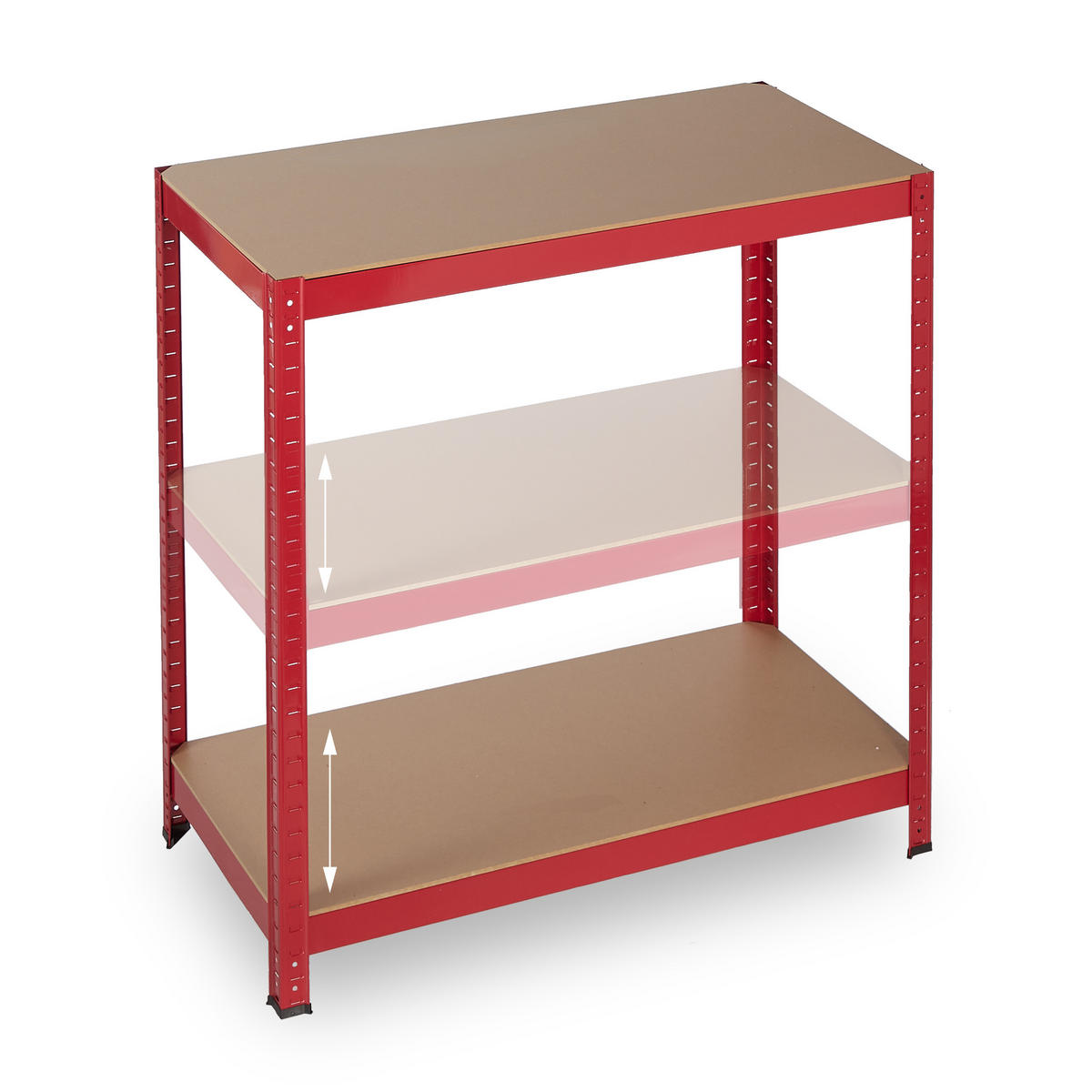 SCHWERLASTREGAL - Rot, Holzwerkstoff/Kunststoff (90/180/45cm) - Relaxdays