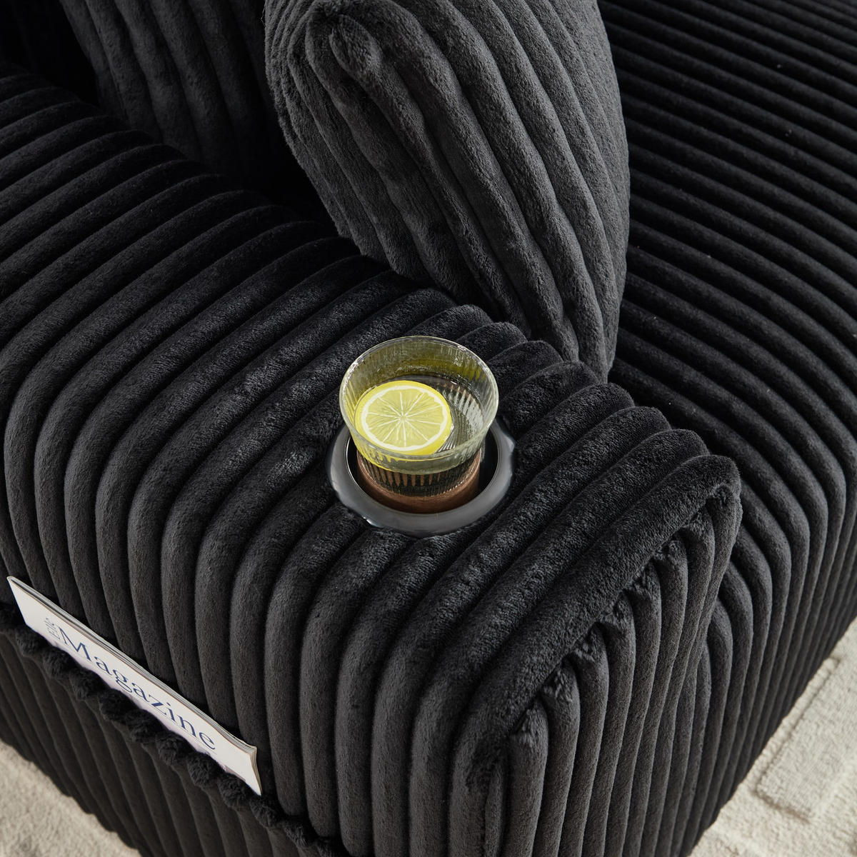 ECKSCHLAFSOFA Modulares Sofa mit Schlaffunktion,Chaiselongue + Zweisitzer,Schwarz - Schwarz, Textil (257/160cm) - LVHOM