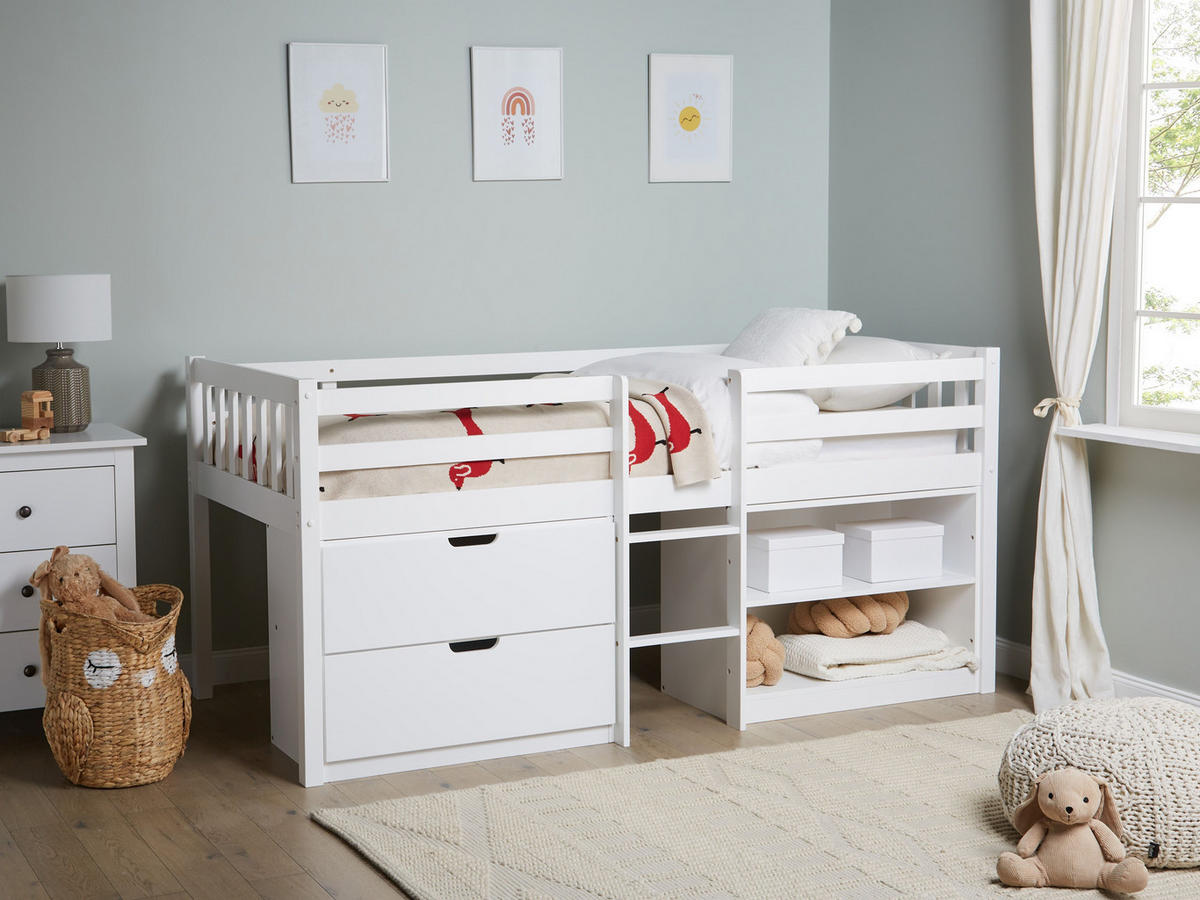 MITTELHOCHBETT Weiß 90-200 cm Susville - Weiß, Holzwerkstoff (90/200cm) - Beliani