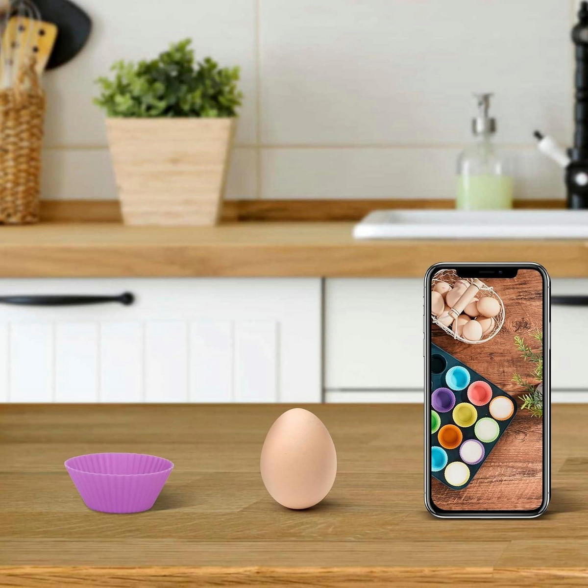 MUFFINFORMEN Silikon 24er Set Regenbogenfarben - Multicolor, Kunststoff (3.1/2.1/5.3cm)