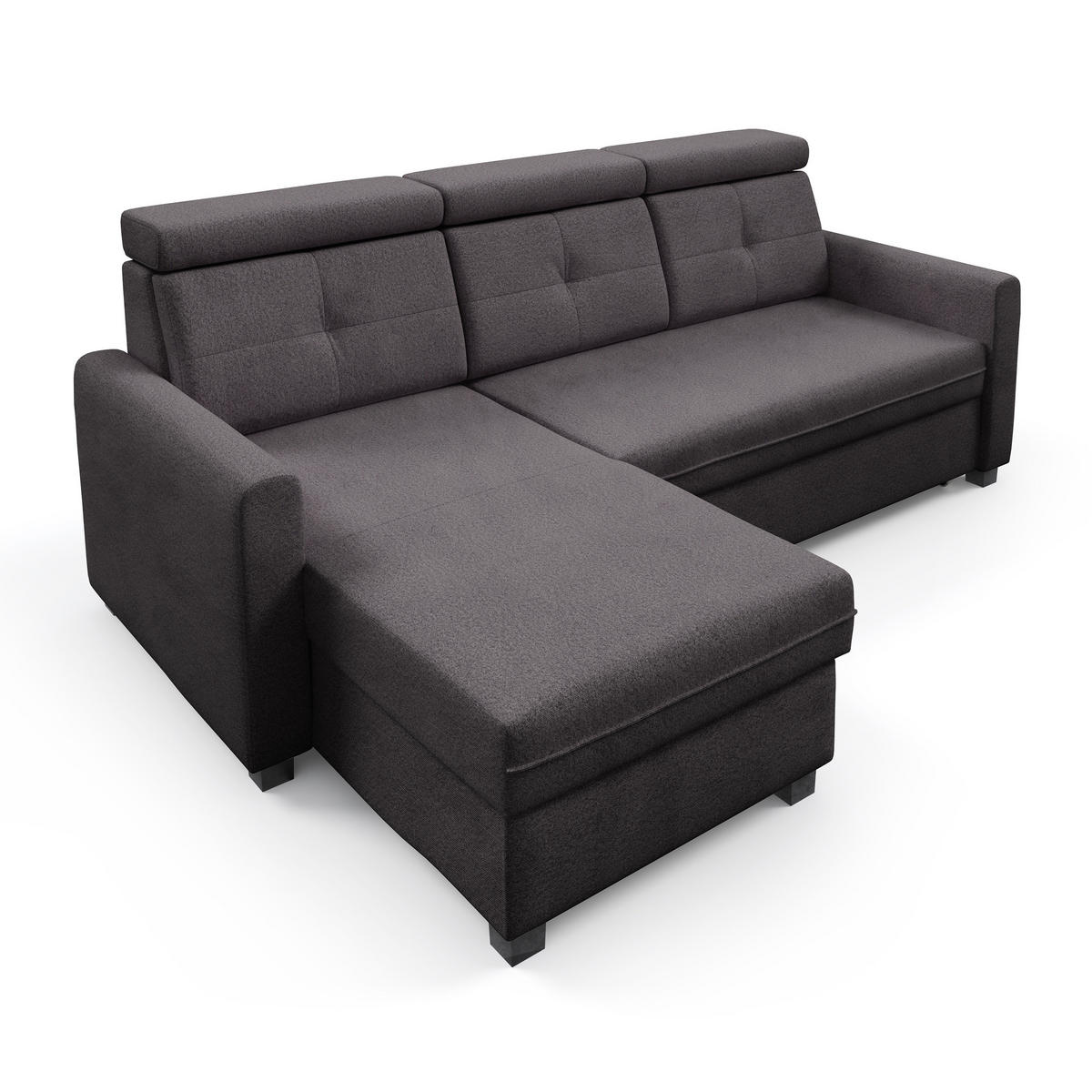 ECKSCHLAFSOFA Milano, Schwarz, links - Schwarz, Textil (217/166cm) - Beautysofa