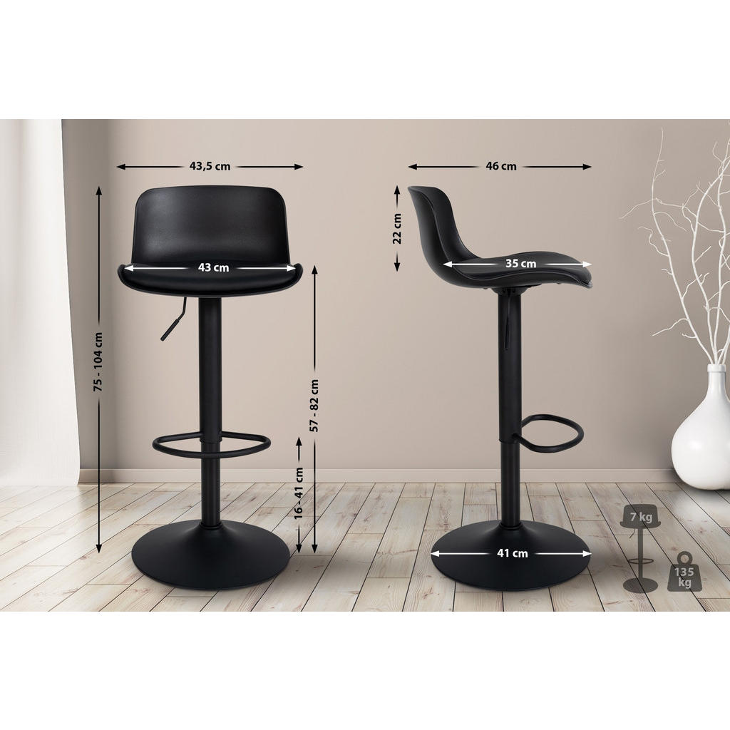 Thumbnail - CLP Barhocker, Schwarz, Textil, 43.5x75x46 cm, Esszimmer, Barmöbel, Barhocker