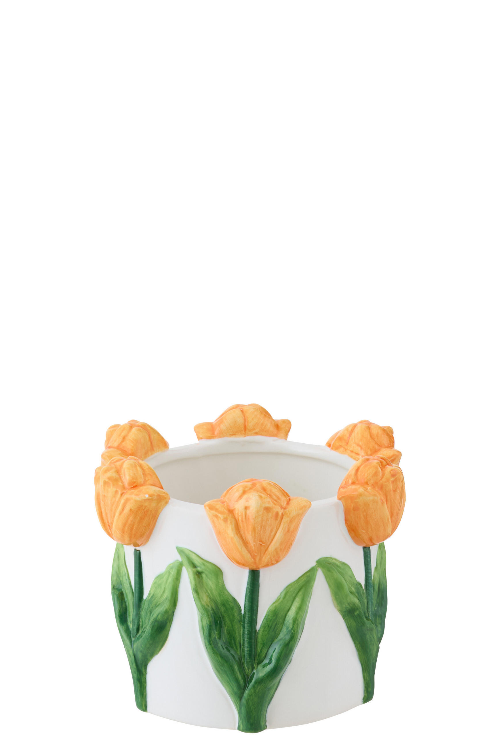 BLUMENTOPF TULPE Weiß - Orange, Keramik (16/13cm) - J-Line