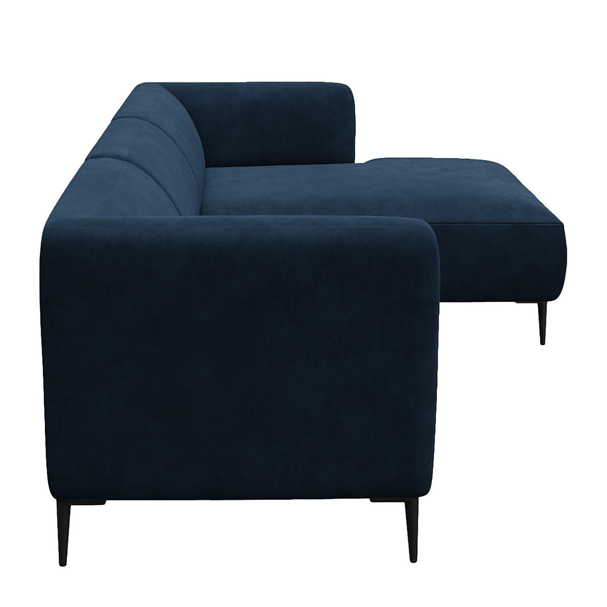 2,5-SITZER ECKSOFA mit Longchair - Schwarz/Dunkelblau, Textil/Metall (271/148cm) - home24