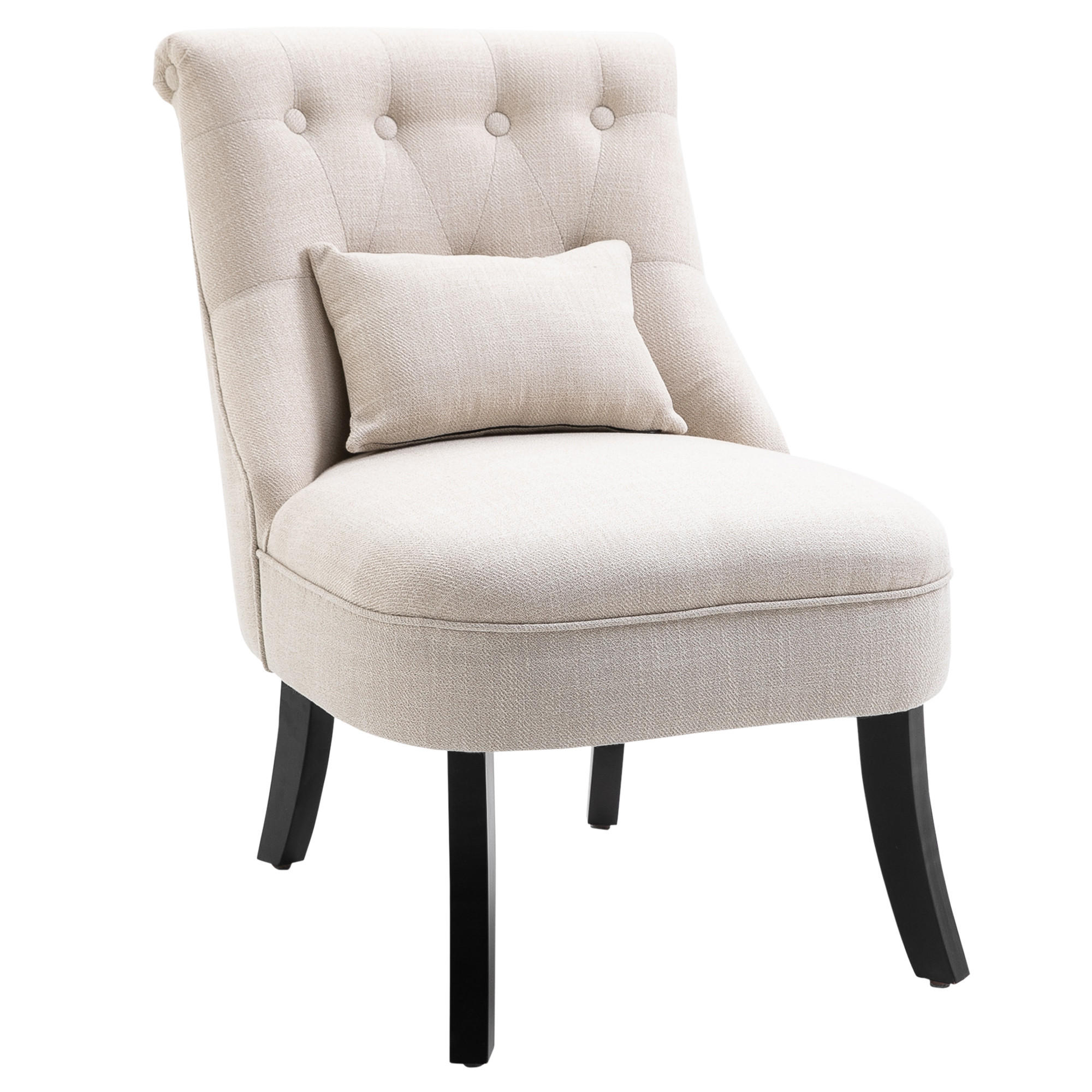 RELAXSESSEL, Sessel mit Rückenkissen, 52,5 x 69 x 77 cm, Cremeweiß - Weiß, Textil (52.5/77/69cm) - HOMCOM