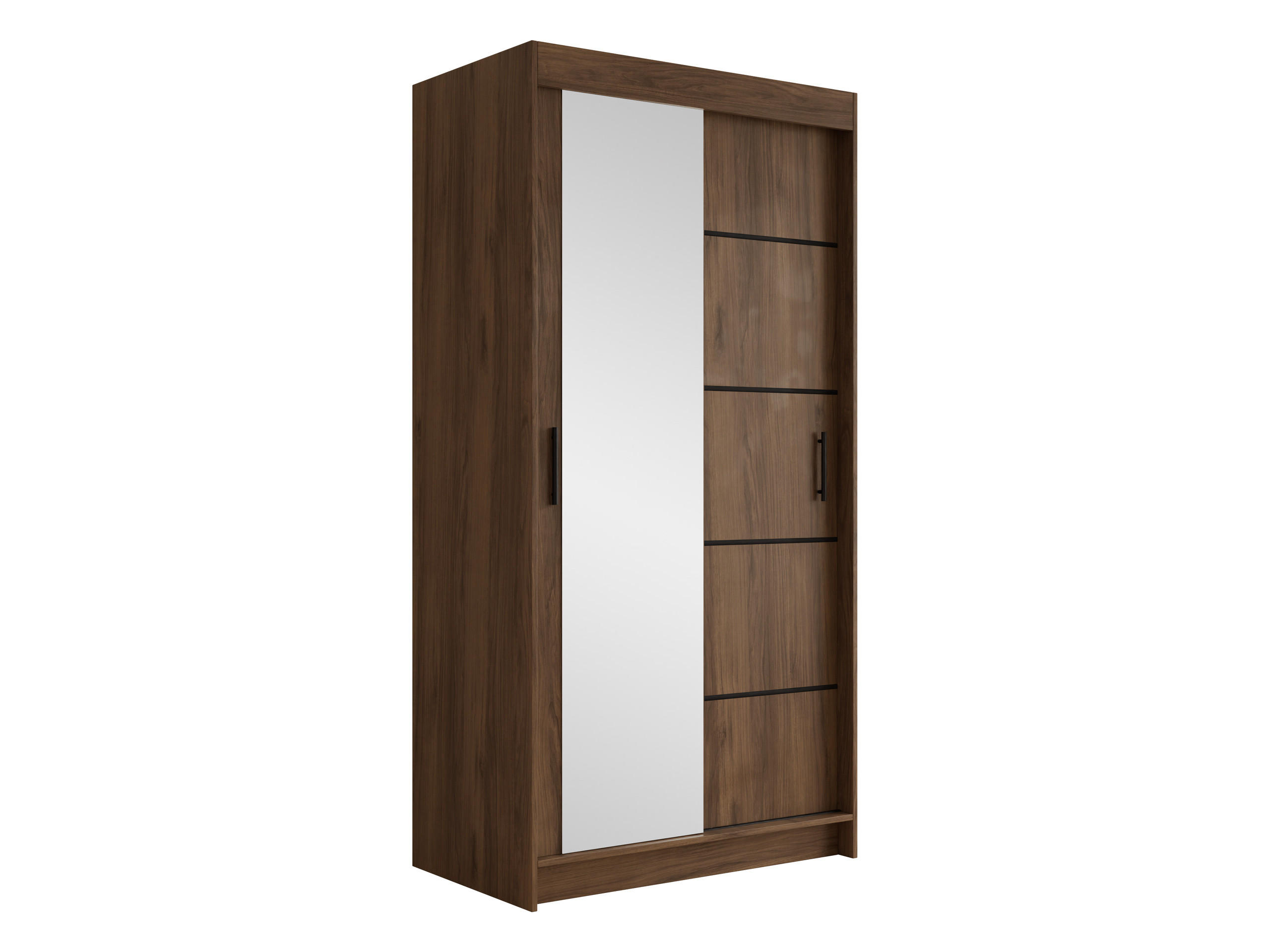SCHIEBETÜRENSCHRANK Infinity III 100 - Nussbaumfarben/Schwarz, Holzwerkstoff/Kunststoff (100/200/58cm) - MIRJAN24