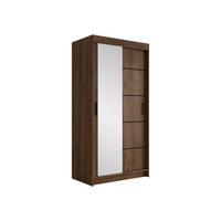 SCHIEBETÜRENSCHRANK Infinity III 100 - Nussbaumfarben/Schwarz, Holzwerkstoff/Kunststoff (100/200/58cm) - MIRJAN24