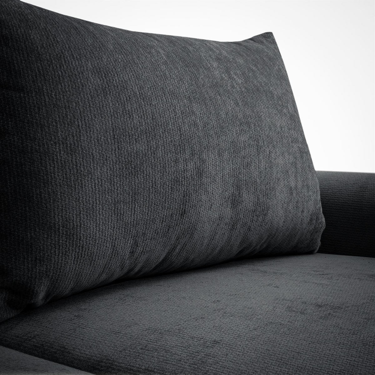 ECKSOFA GOYA mit Schlaffunktion und Bettkasten, Rechte, Perfect Harmony 90 - Graphitfarben, Textil (302/184cm) - Lookway