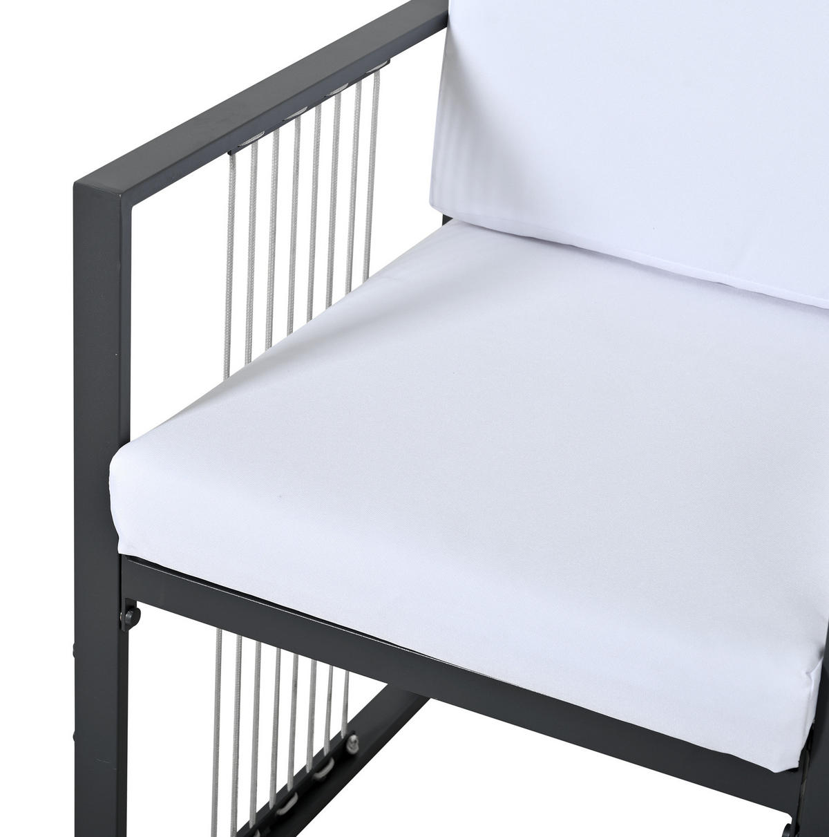 ZAHRADNÍ jídelní set z kovu a skla 117x117x73 cm černobílý pro 6 osob s odolnou konstrukcí - černá, kov - Modfu