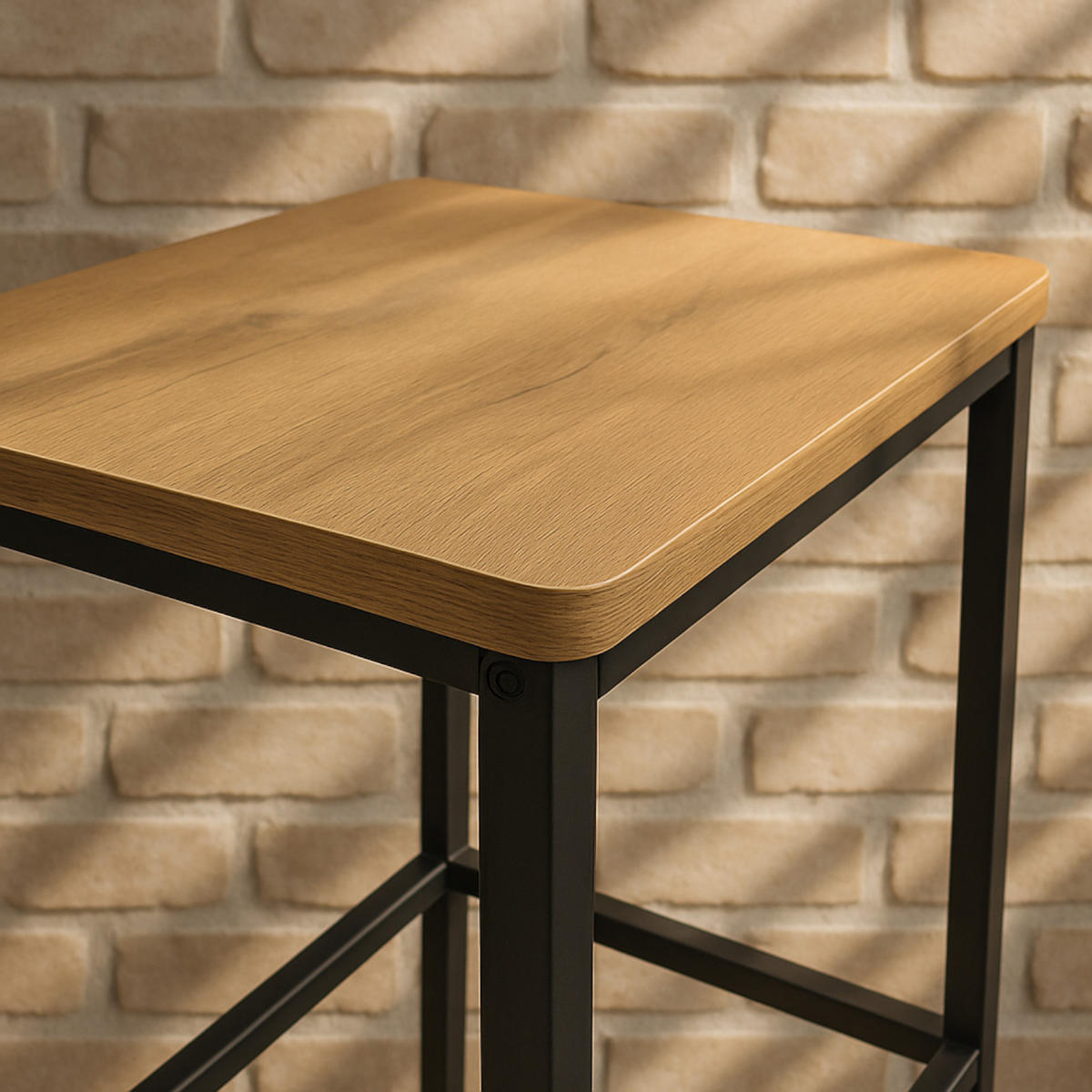 BARHOCKER Schwarzstahl Hellbraun 40/30/65 cm - Hellbraun/Schwarz, Holzwerkstoff/Metall (40/65/30cm) - Begryf