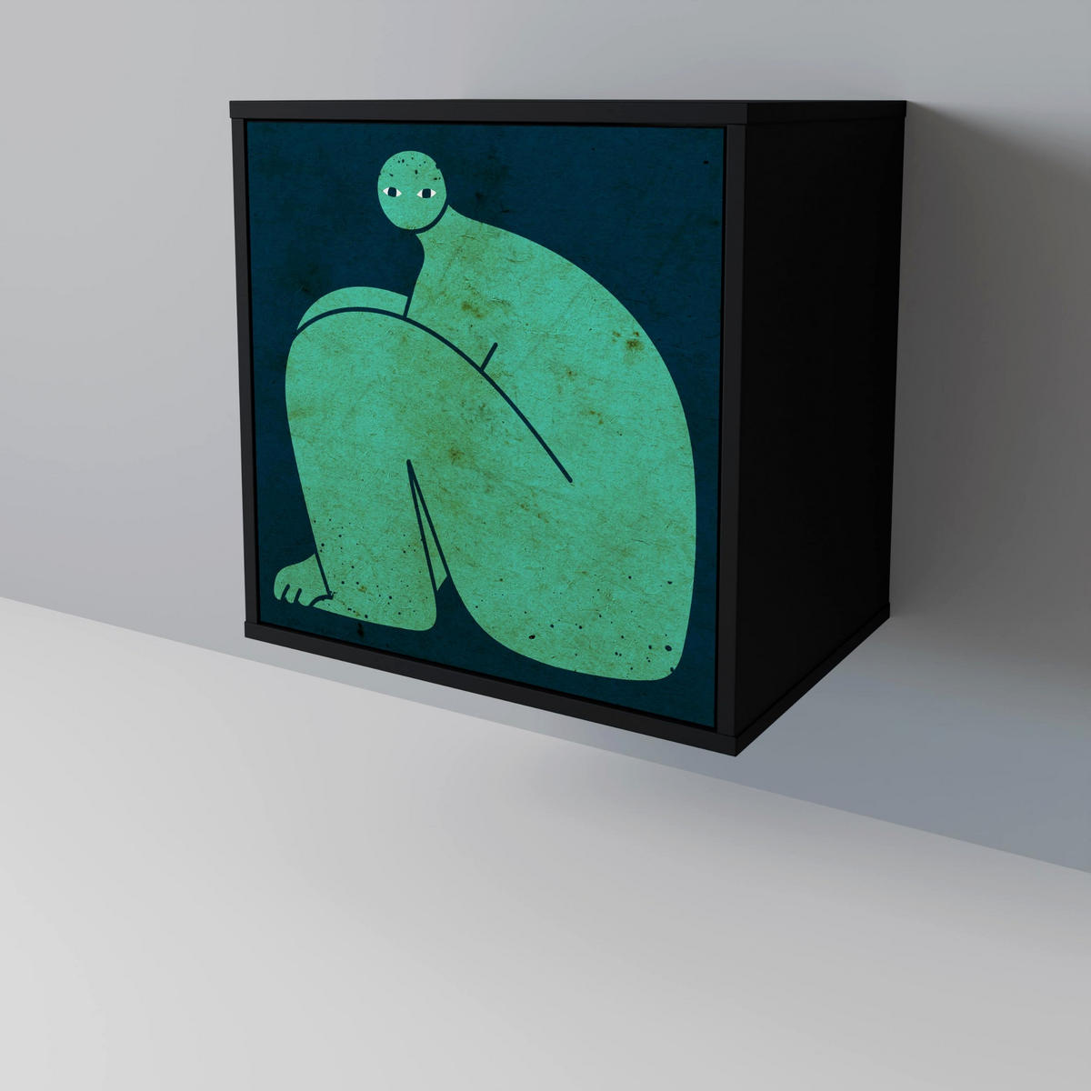 SIDEBOARD TOGETHER BUT SEPARATELY, Schwarz, 57,5x42x67,5 cm, Schwarze Metall-Rahmenfüße - Multicolor/Schwarz, Holzwerkstoff/Metall (57.5/67.5/42cm) - SpaceRebels