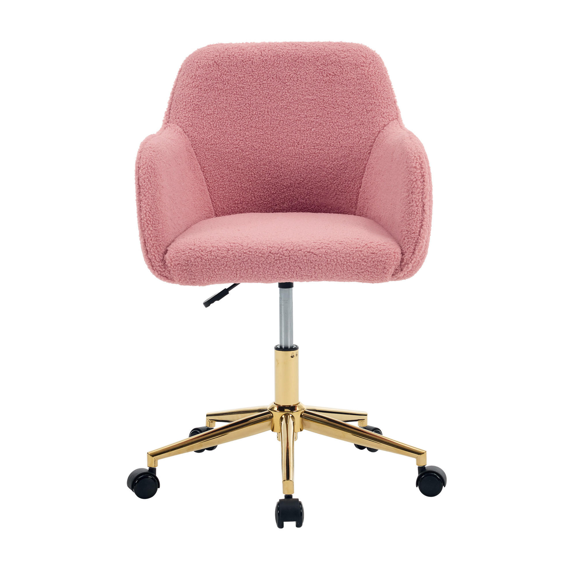 DREHSTUHL 58/58/86 cm pink aus Lammfell-Optik mit 360° Drehung - Pink, Textil (58/86/58cm) - OKWISH