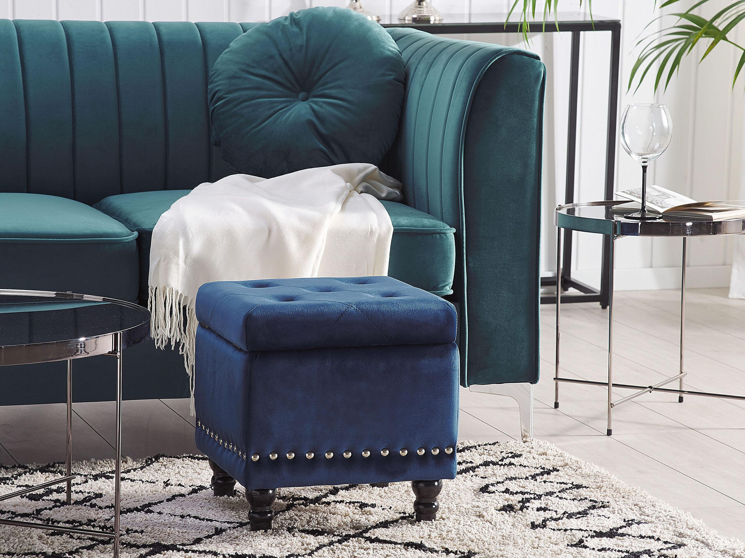 HOCKER Loretto 37/37/40 cm - Blau, Textil (37/40/37cm) - Beliani