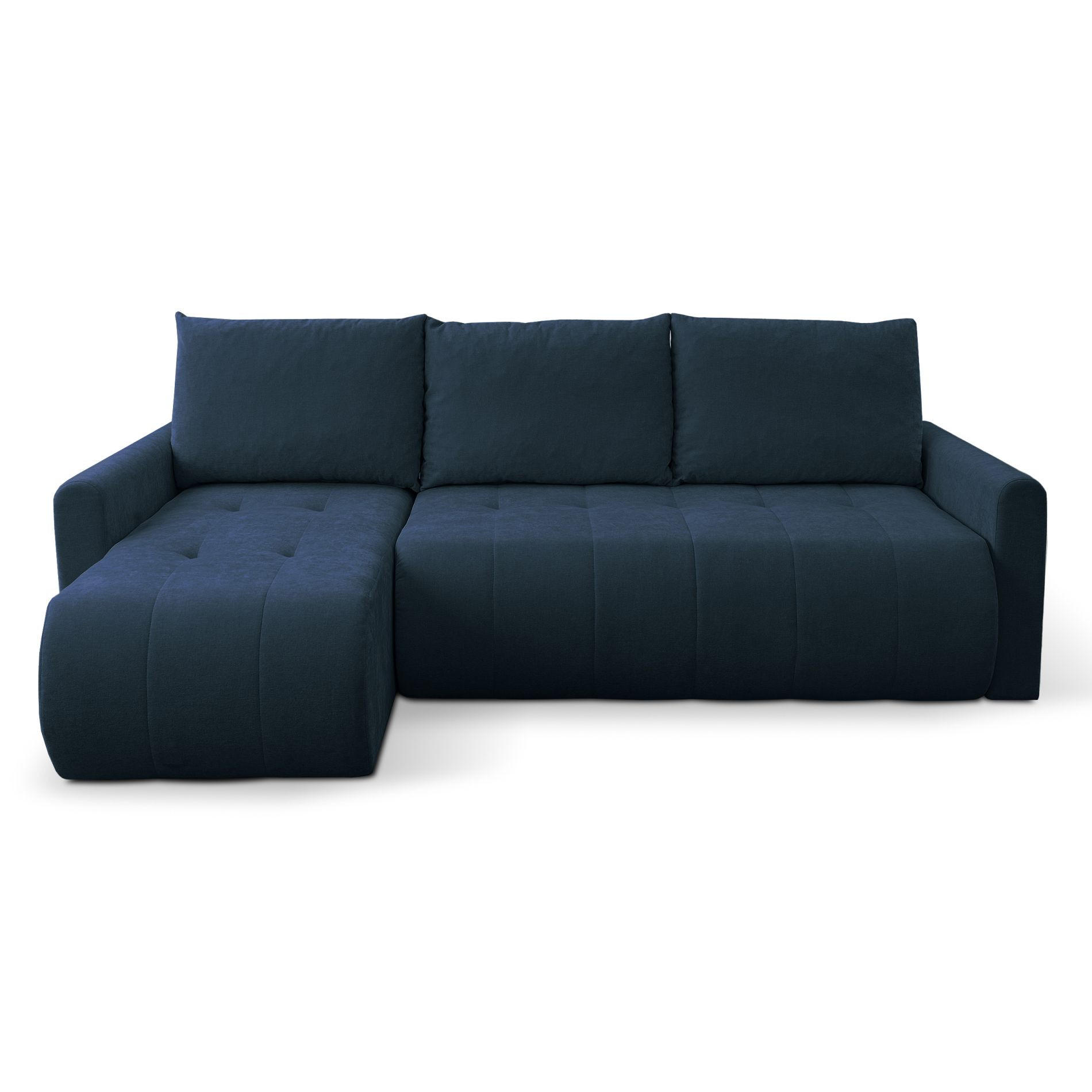 ECKSOFA Timmone Dunkelblau Chenille 230 cm - Schwarz/Dunkelblau, Kunststoff/Textil (230/149cm) - Selsey