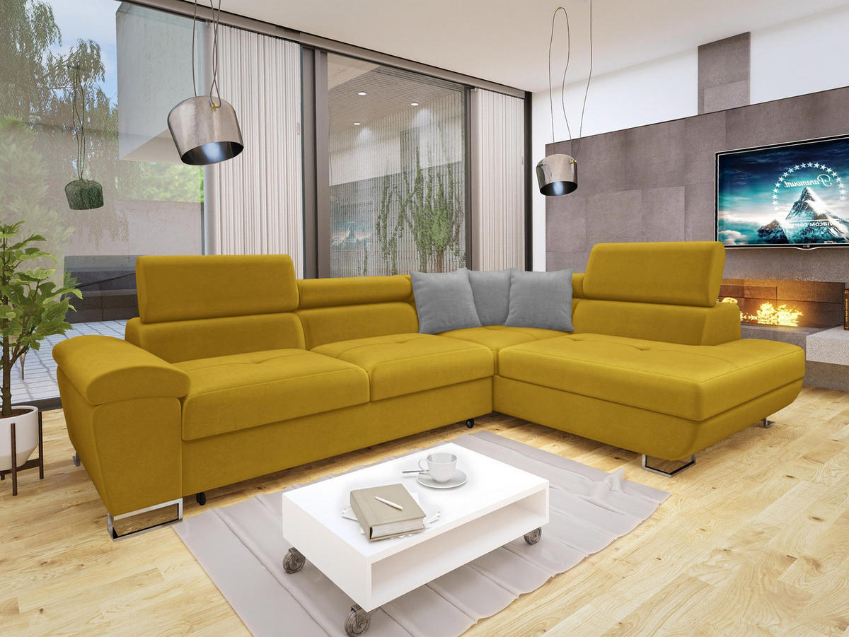 ECKSOFA Cotere, Seite: Rechts - Gelb, Holz/Textil (270/202cm) - MIRJAN24