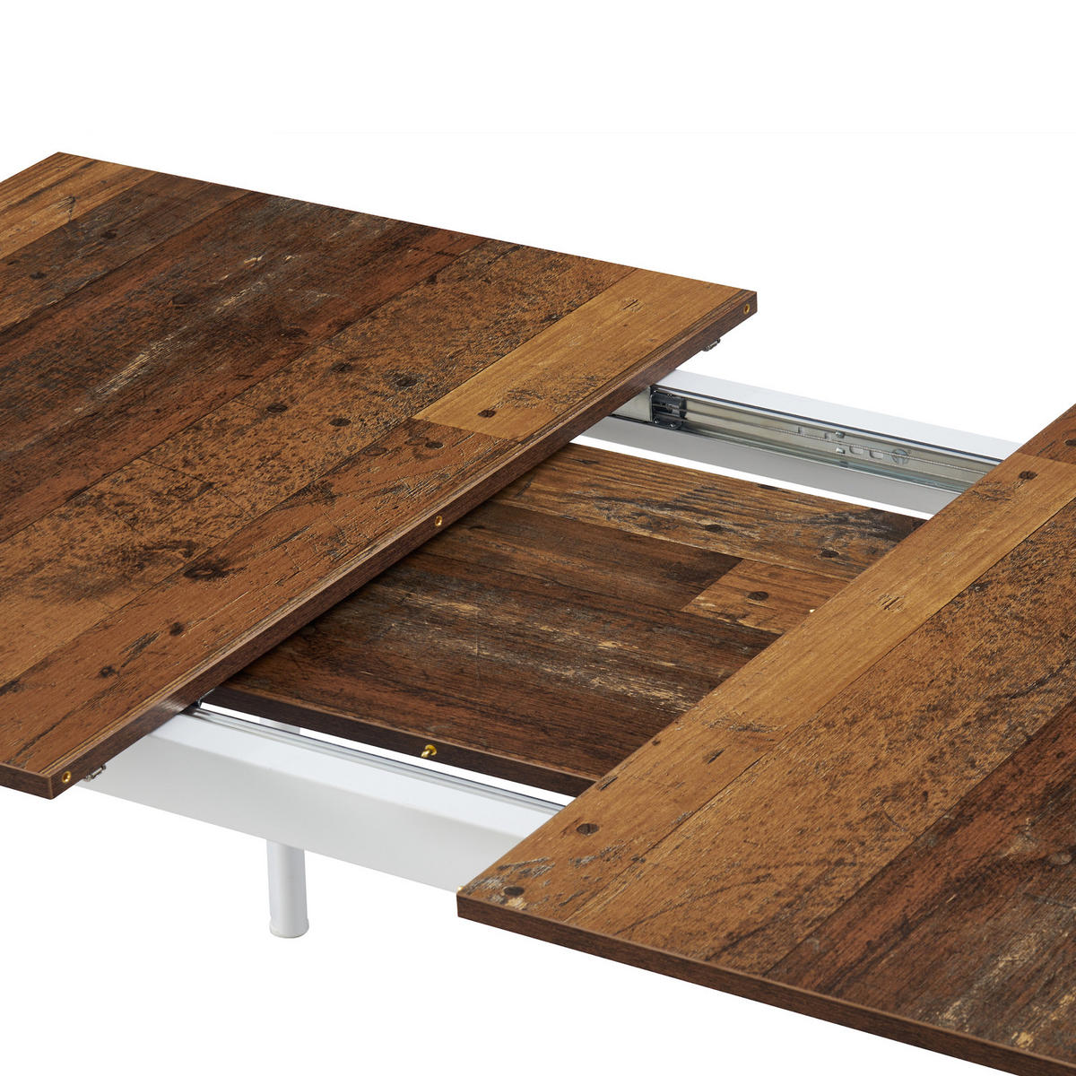 ESSTISCH OSKAR 120-160/80/76 cm Texas-Eiche - Weiß/Braun, Holzwerkstoff/Metall (80/120/76cm) - B&D Home