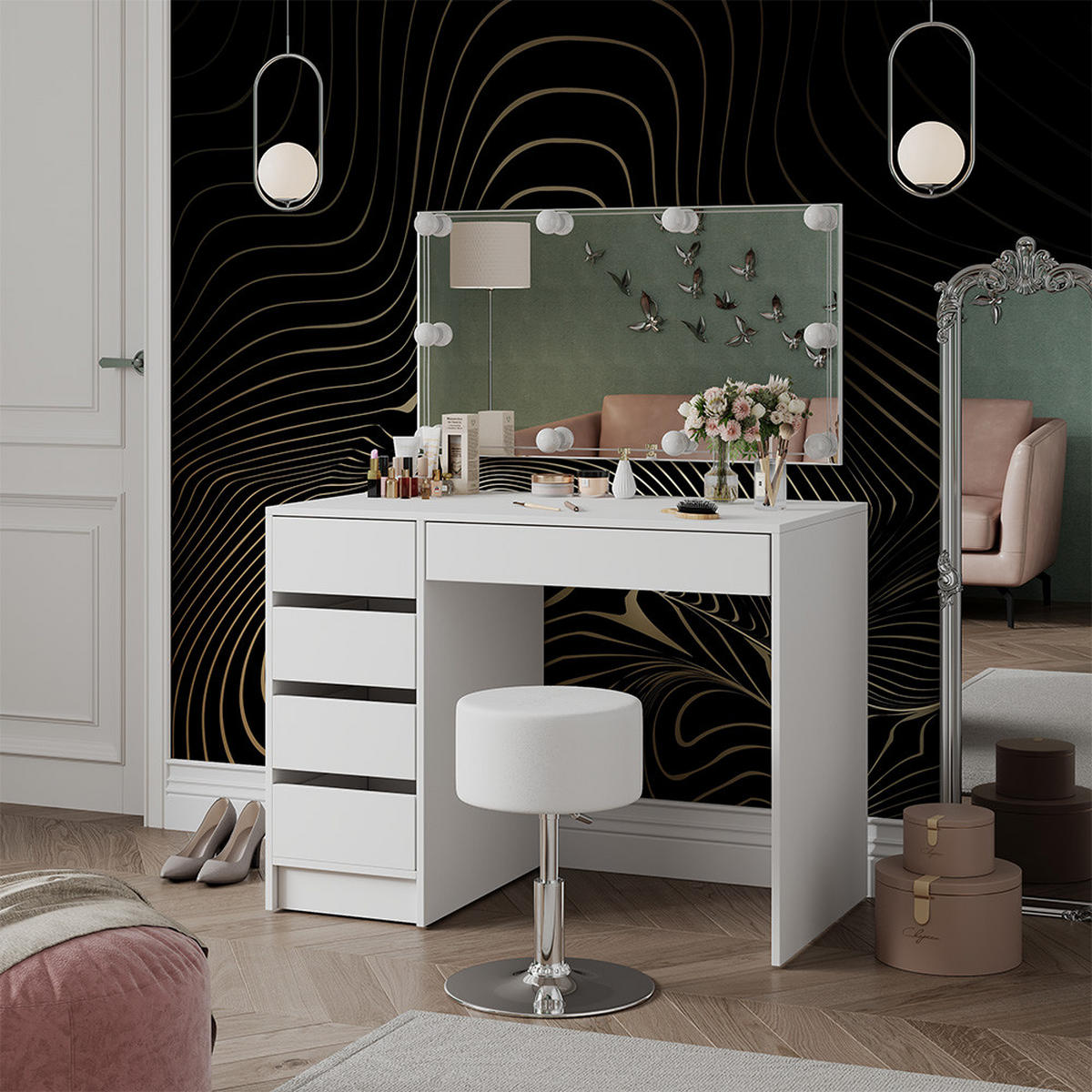 TOALETNÍ STOLEK Thalia Bílá - bílá, kompozitní dřevo (100/75.5/50cm) - Vicco