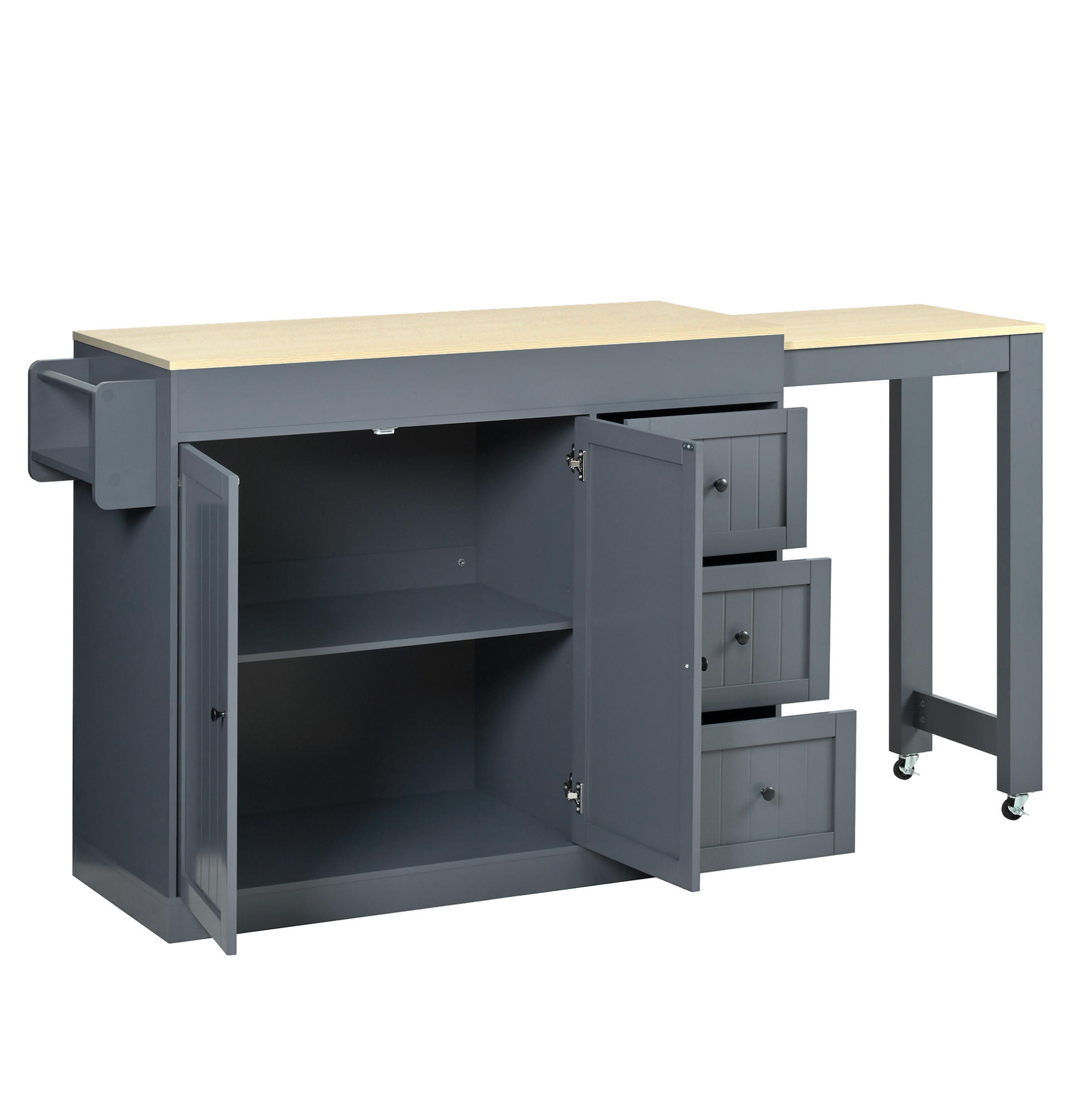 KÜCHENINSEL mit ausziehbarer Arbeitsplatte 112-186,8 x 45 x 93 cm MDF Grau - Grau, Holz (45/93/130cm) - Beauniv