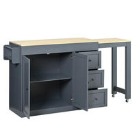 KÜCHENINSEL mit ausziehbarer Arbeitsplatte 112-186,8 x 45 x 93 cm MDF Grau - Grau, Holz (45/93/130cm) - Beauniv
