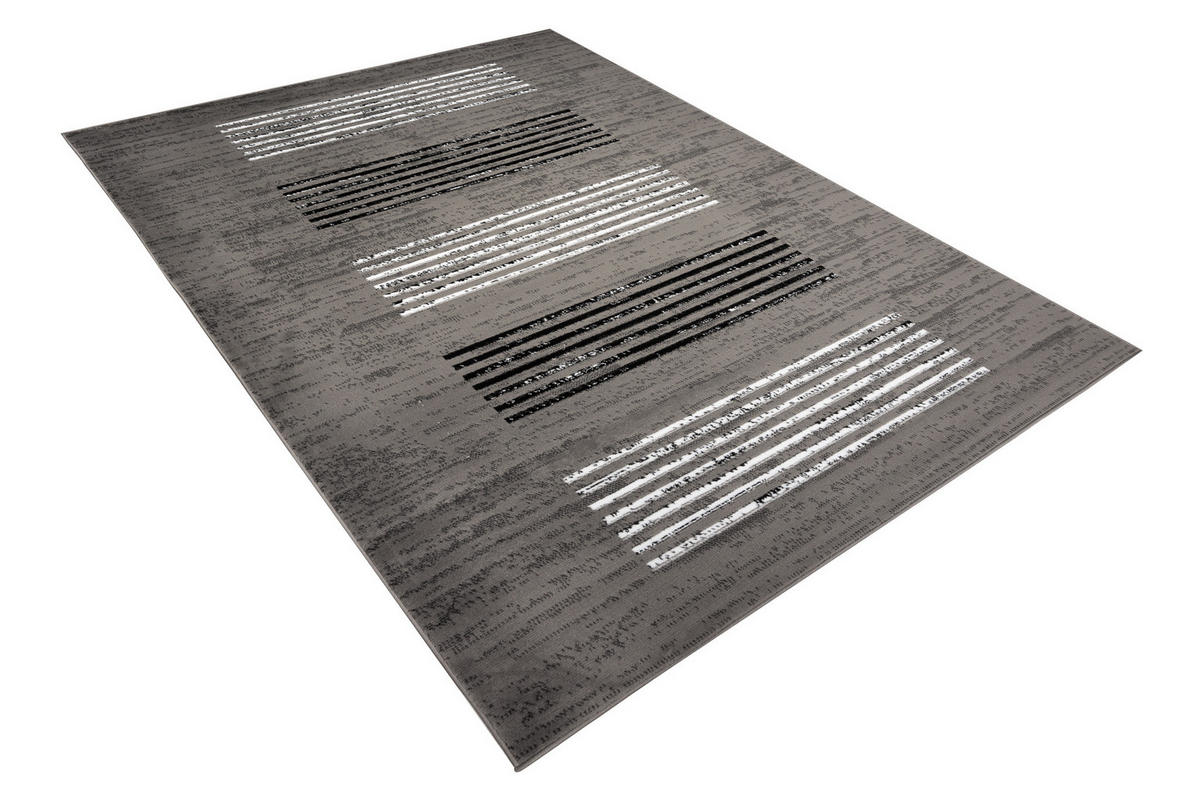 TEPPICH LUXURY Grau Geometrisch Streifen 140/200 cm - Grau, Textil (140/200cm) - Tapiso