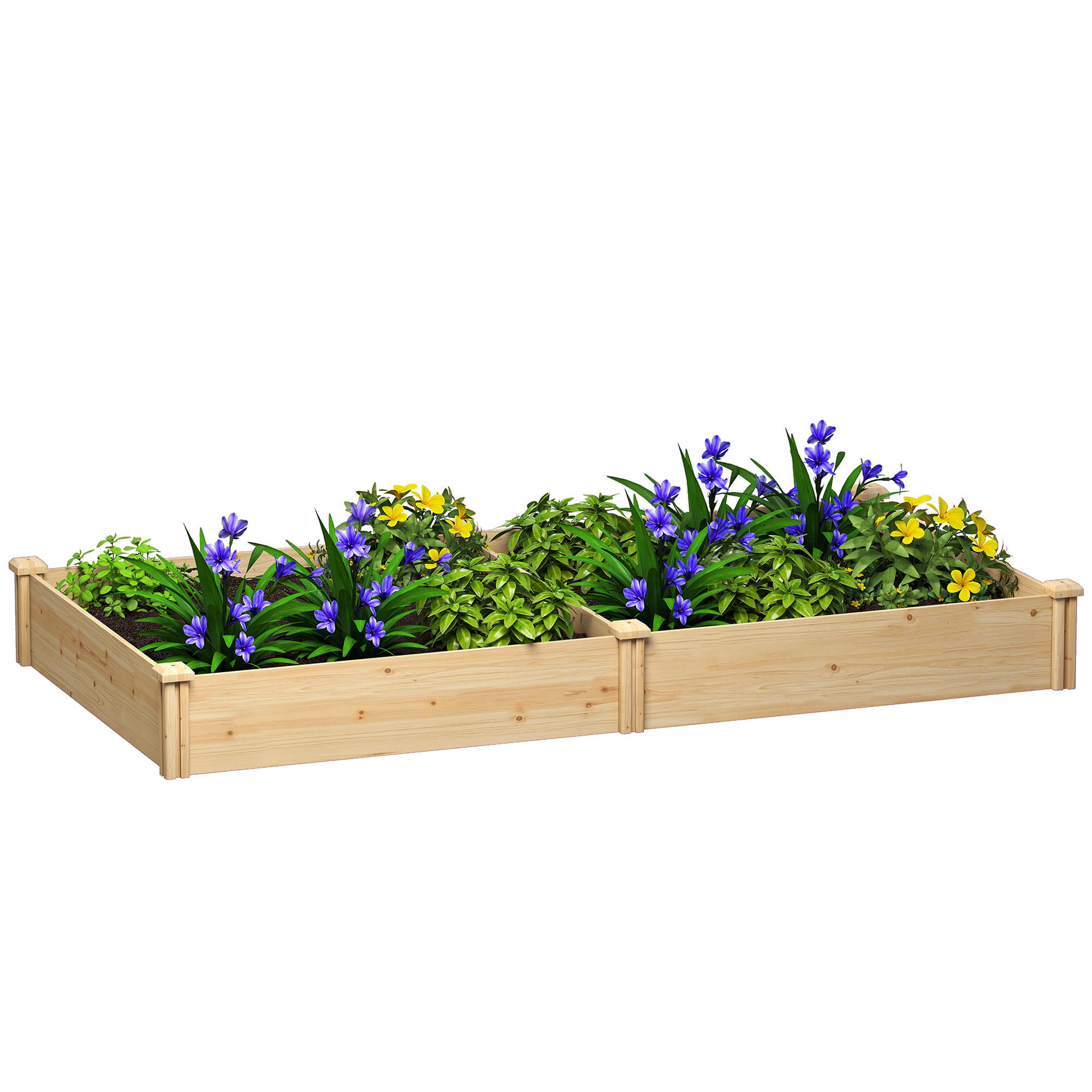 HOCHBEET DE-12249 mit Separator, 235/121/26 cm Natur - Naturfarben, Holz (235/26/121cm) - ComfortXL