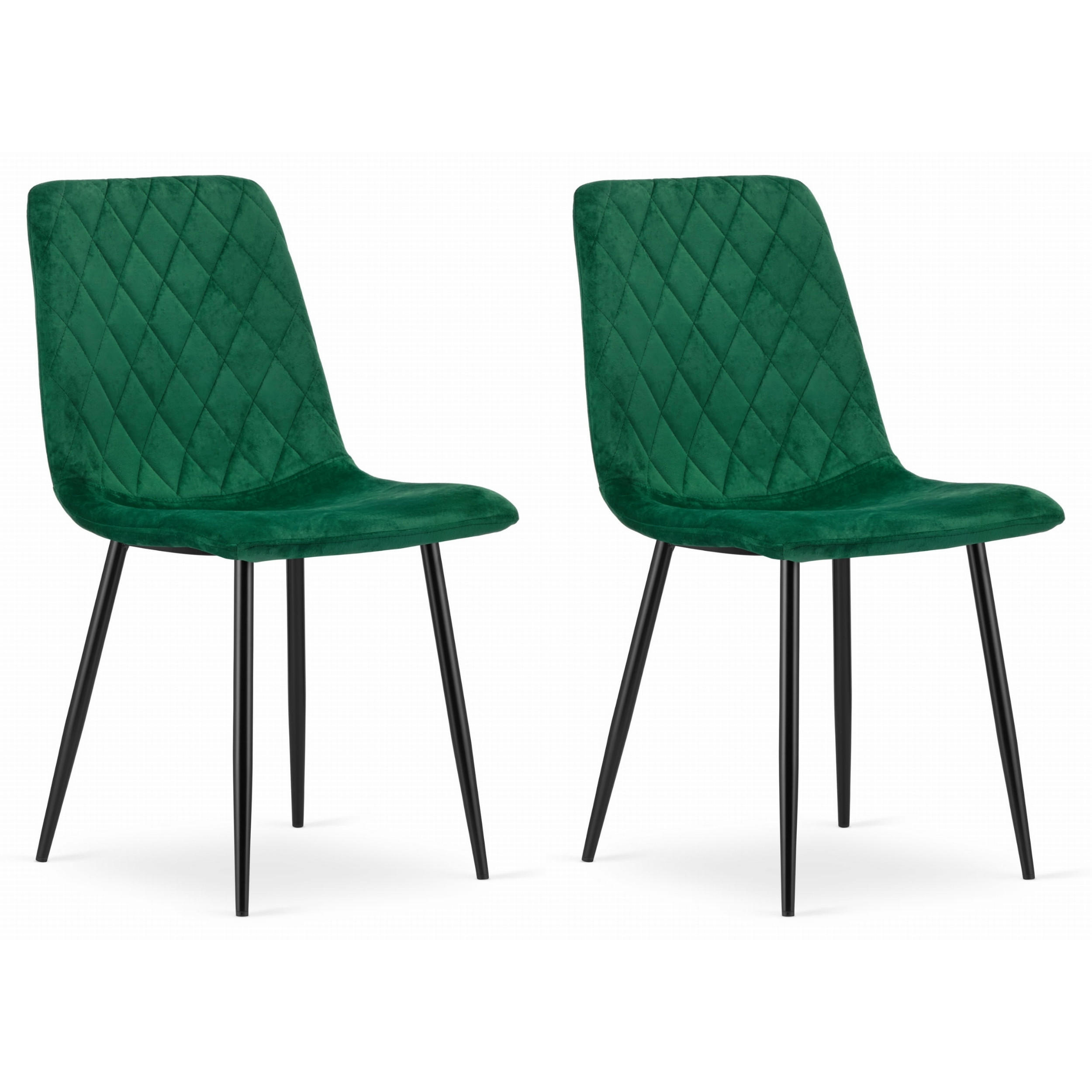 STUHL SCANNO 2-er Set, Grün, mit Samtstoff gepolstert - Grün, Textil/Metall (45/89/53cm) - Komodee