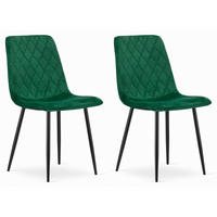 STUHL SCANNO 2-er Set, Grün, mit Samtstoff gepolstert - Grün, Textil/Metall (45/89/53cm) - Komodee