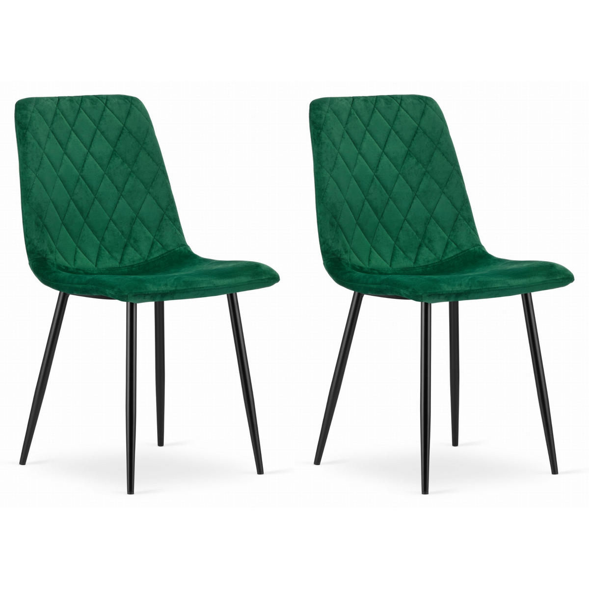 STUHL SCANNO 2-er Set, Grün, mit Samtstoff gepolstert - Grün, Textil/Metall (45/89/53cm) - Komodee